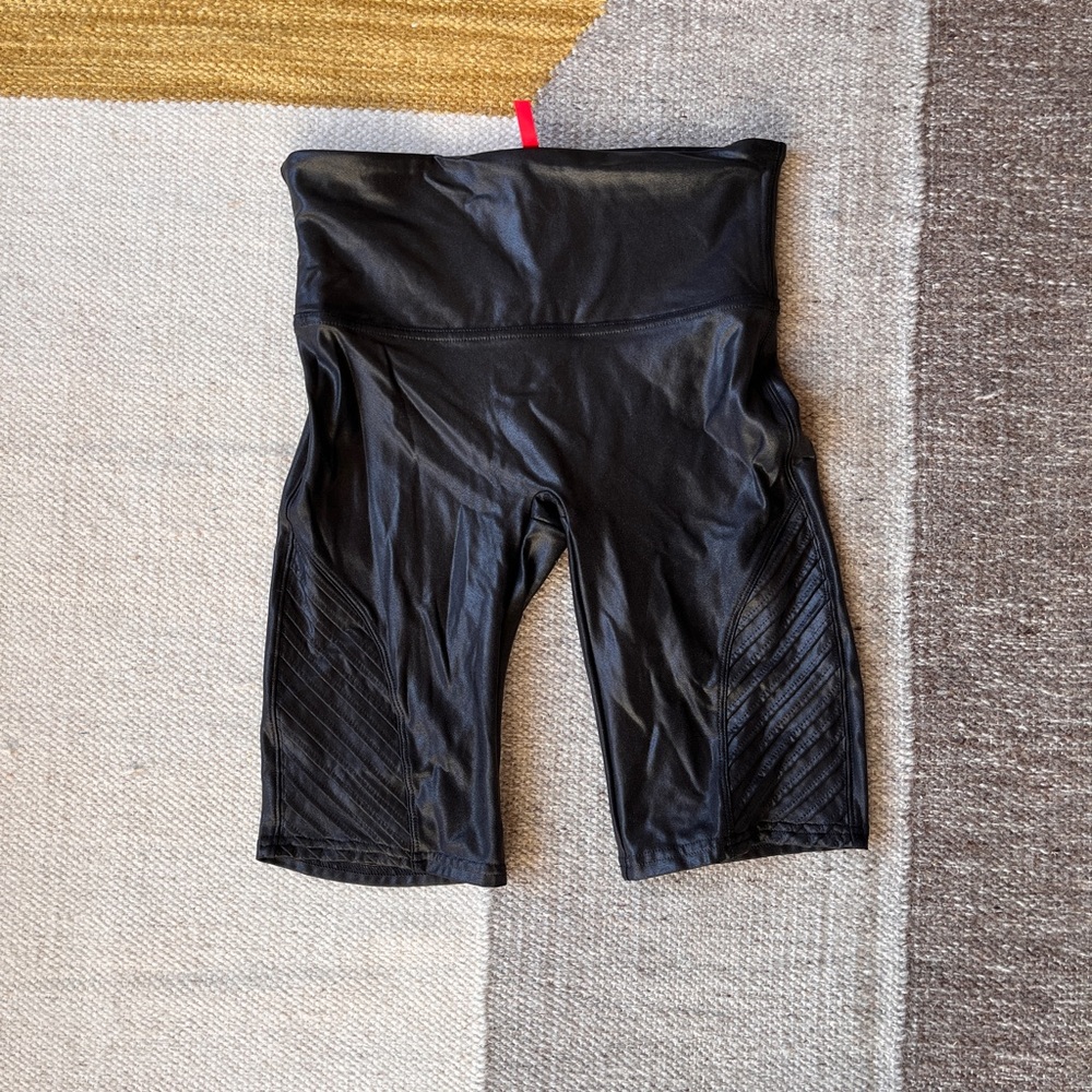 Spanx moto wet look bike shorts